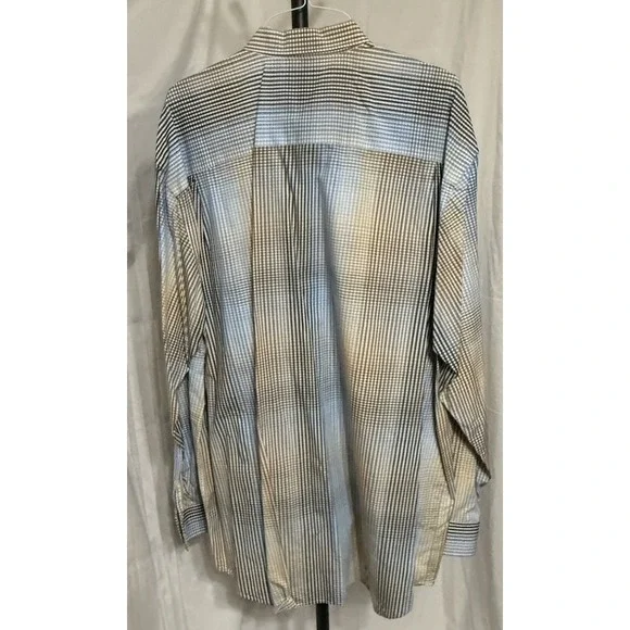 Cutter & Buck Check Dress Shirt Button Down Tan White Gold 2XLT 100% Cotton - Picture 4 of 14